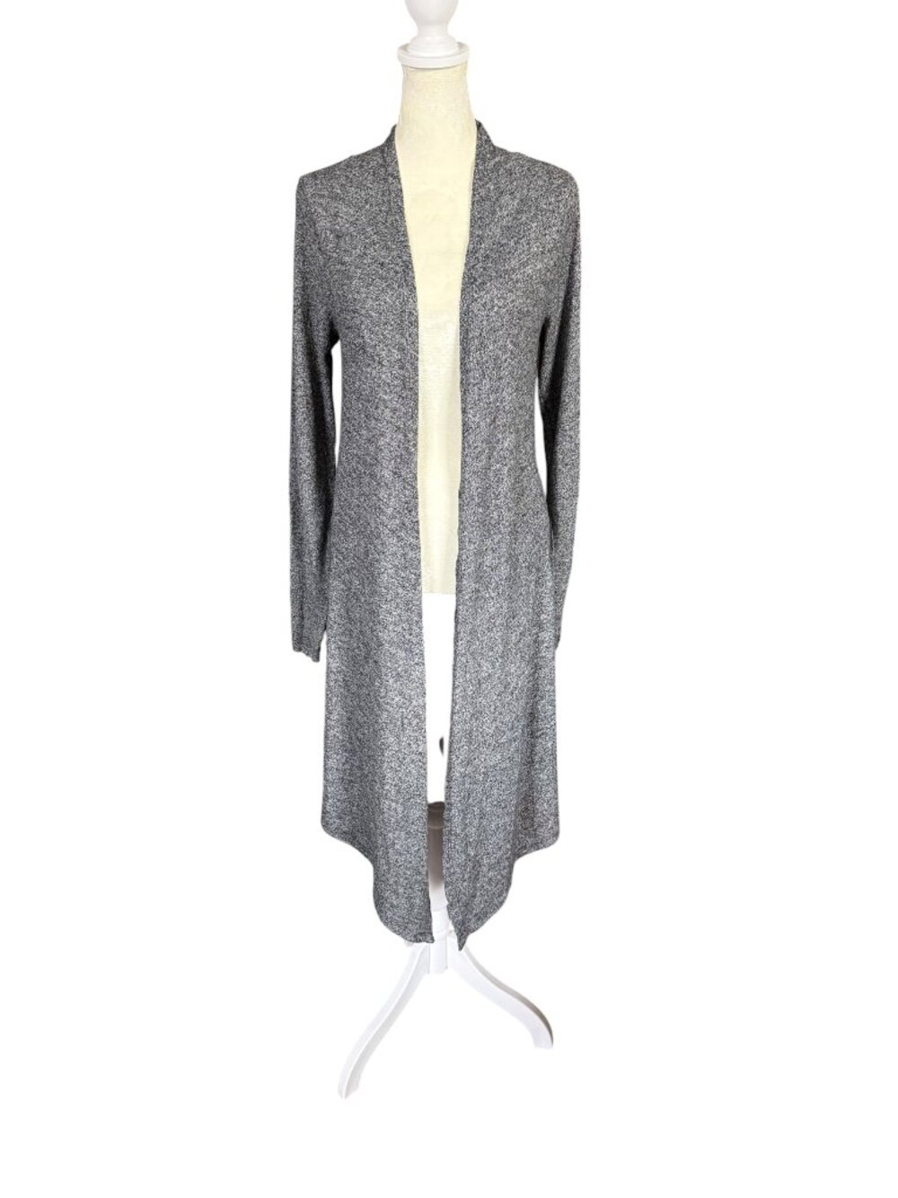 Poof long sleeve open cardigan sweater stretchy gray black women's size small
